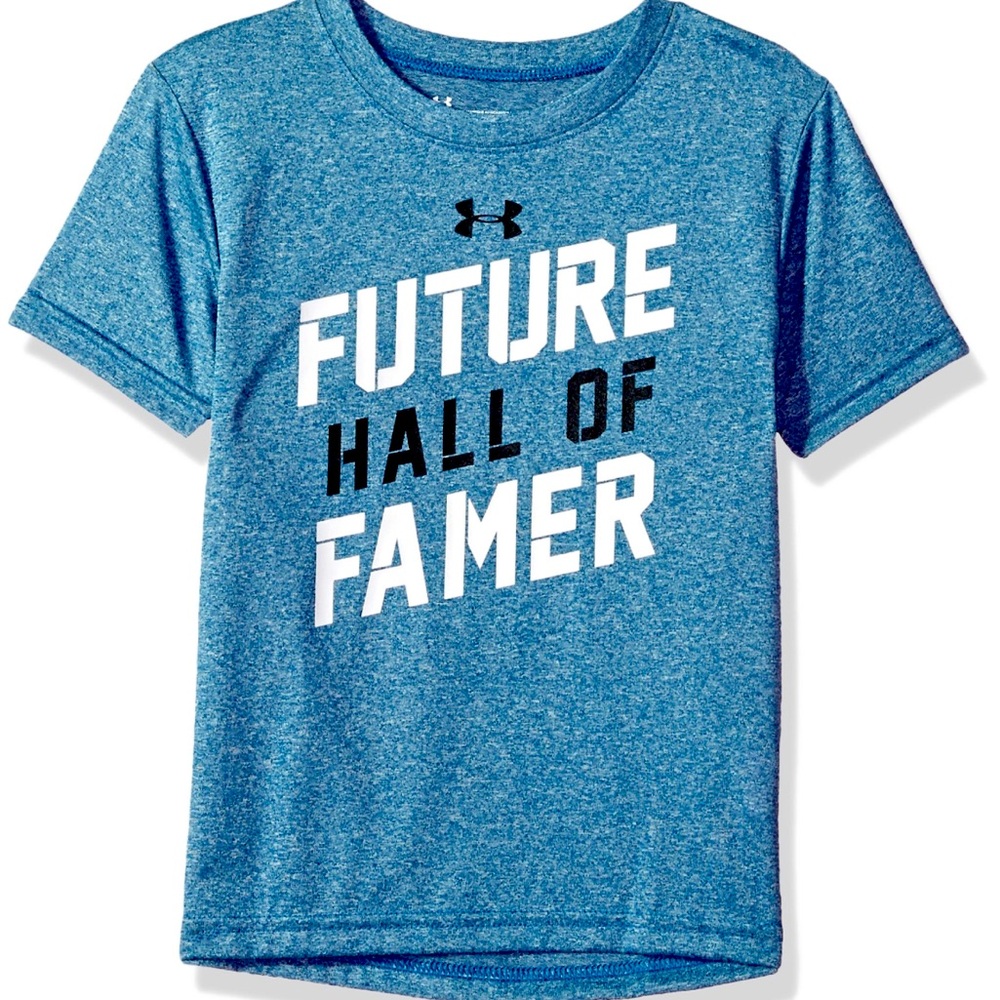UNDER ARMOUR HEATGEAR Future Hall of Famer graphic blue athletic sports T shirt
